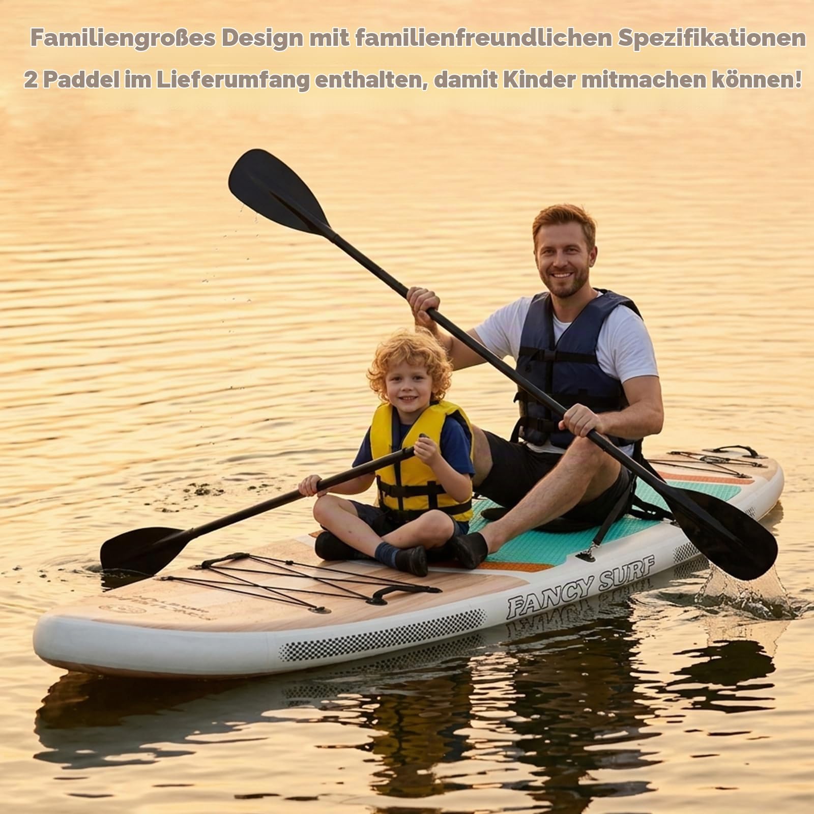 366cm x 90cm Aufblasbares Stand Up Paddling Board mit Kajaksitz, 250kg Sup Paddle Board for Adults with Pump, Fins, Backpack, Accessories & Waterproof Phone Pouch for Fishing, Yoga, Touring