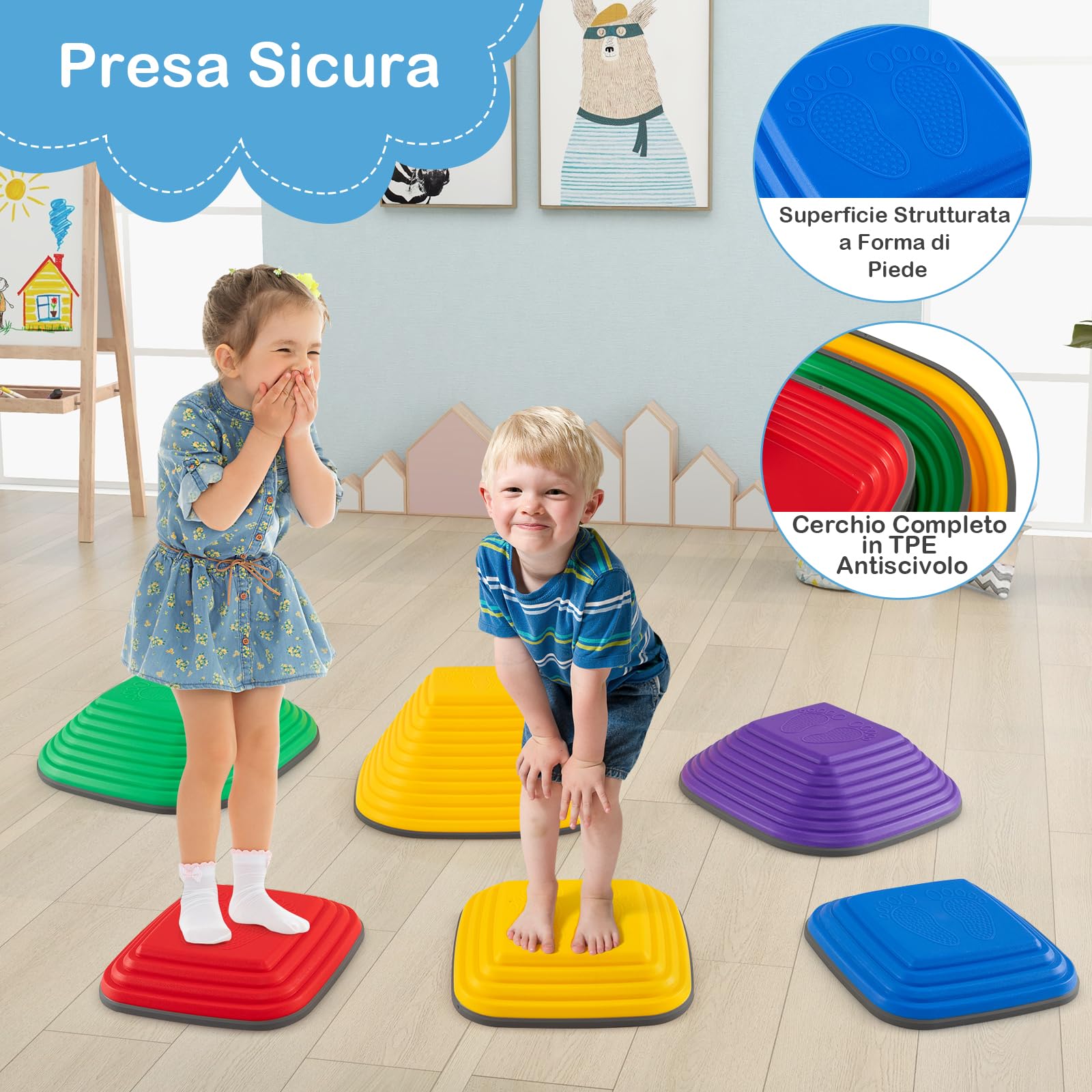RELAX4LIFE Piedras de Equilibrio Multicolor para Niños de 3+ Años, Tablas Equilibrio Apilables Antideslizantes para Interior y Exterior, Carga 80 kg