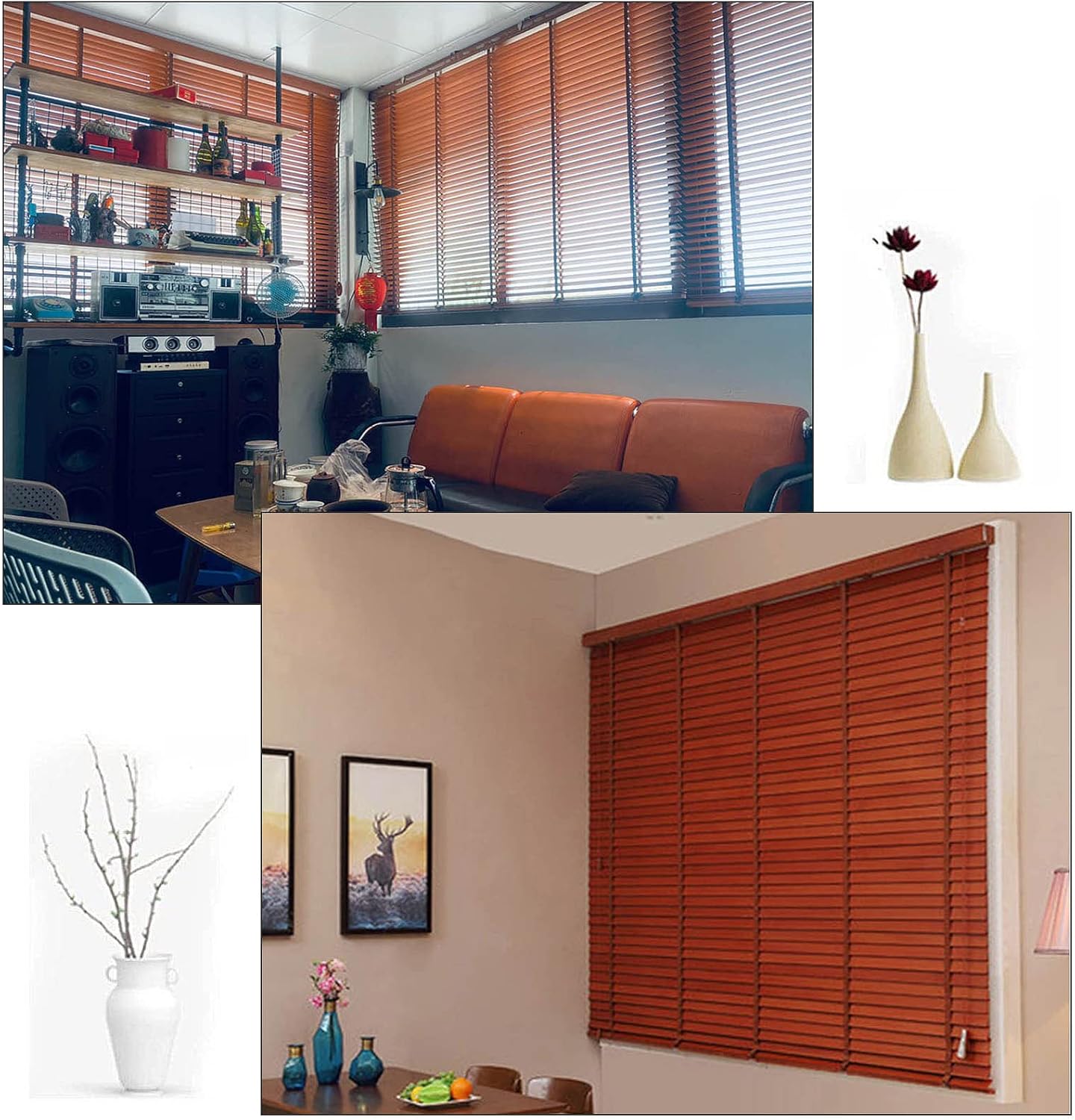 Real Wood Venetian Blinds for Room Darkening, Horizontal Window Shades for Light Control and Privacy