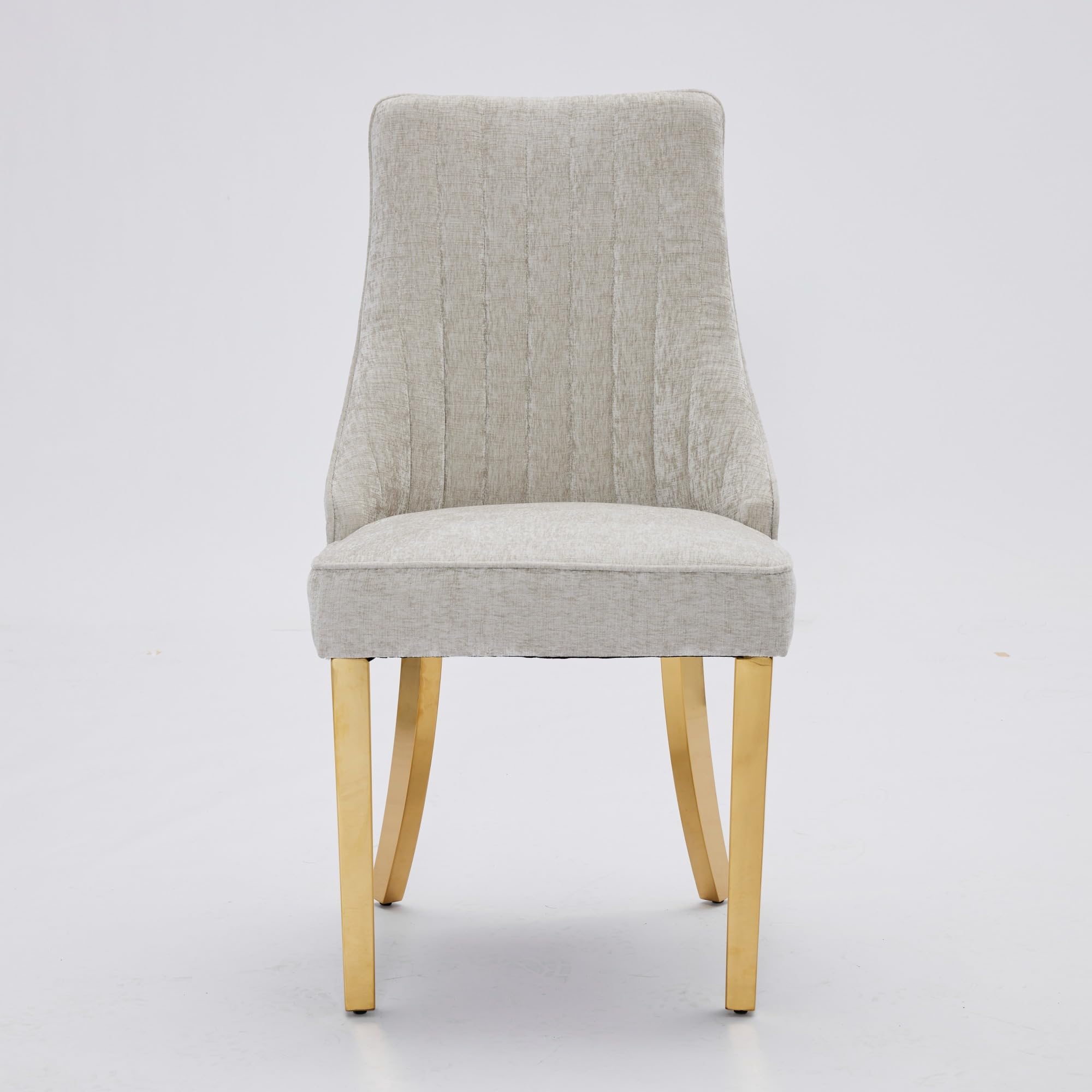 Silla de Comedor Respaldo Alto y Cojín Cómodo, Estructura Elástica Triple, Patas de Acero Inoxidable Dorado, Fácil de Montar