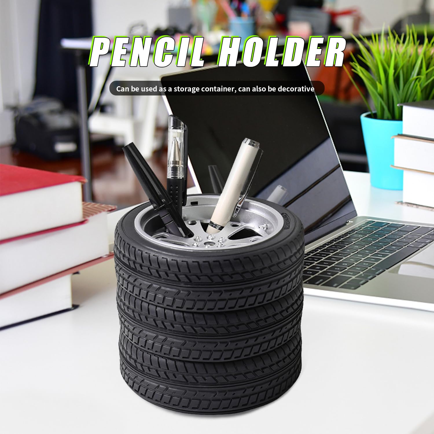 Portapenne per Cancelleria, Portapenna da Scrivania, Portamatite Ufficio, Creativo Forma del pneumatico Portamatite per Scrivania, Forniture Ufficio, Porta Pennelli da Trucco, Ornamenti per auto