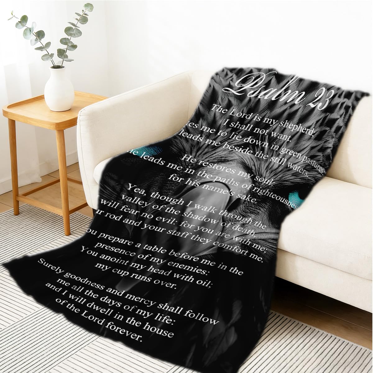 Psalm 23 Blanket Eagle Blanket and Throw Soft Animal Throw Flannel Cozy Christian Bible Verse Decor for Bed Couch Home 49"x59"