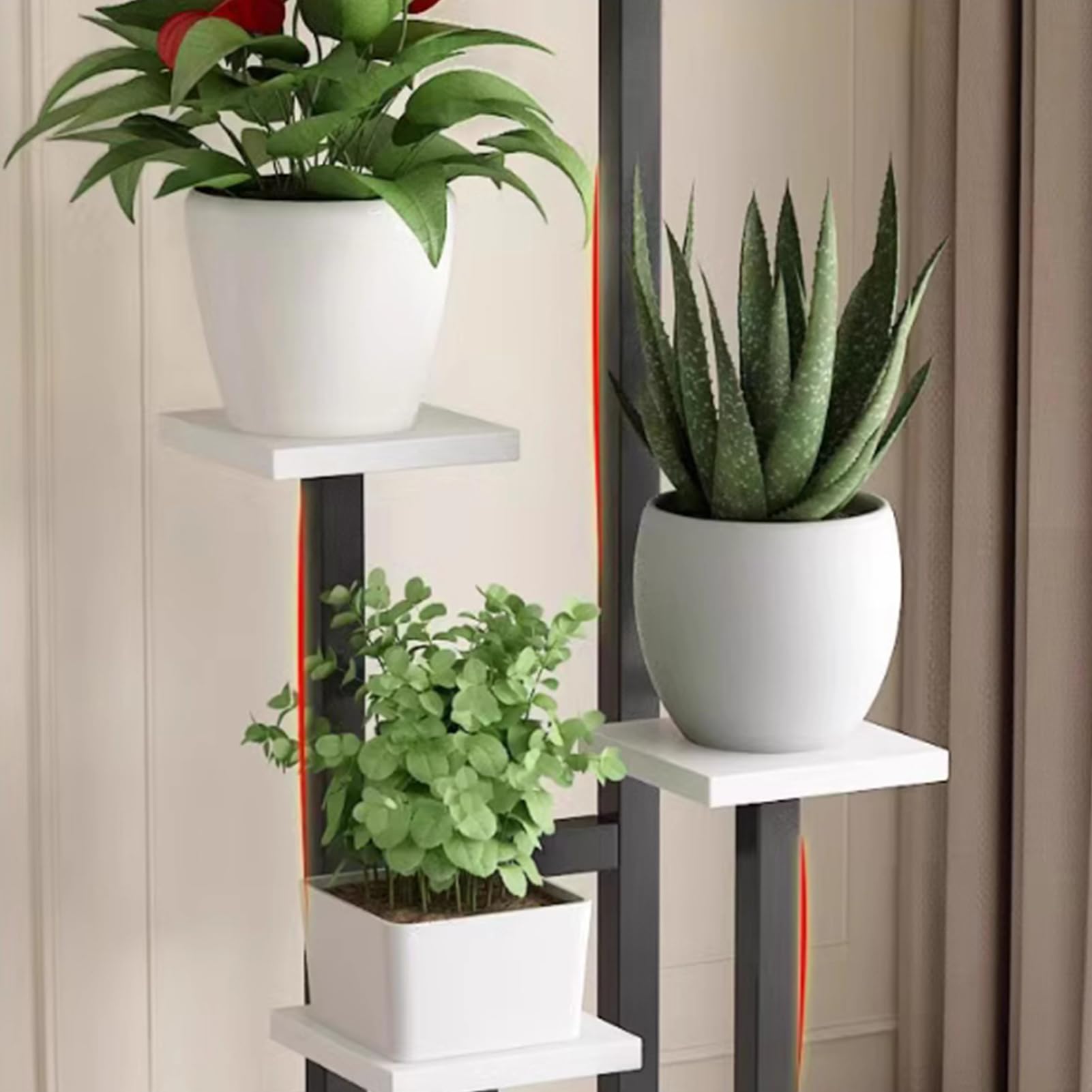 Support de Plante à 4 Niveaux Étagère pour Plantes en Métal Blanc