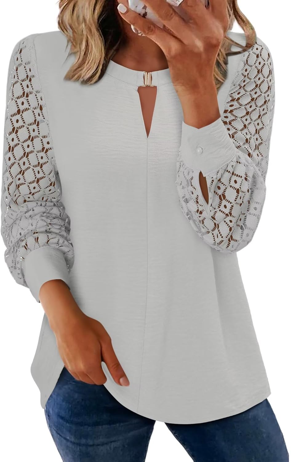 KISSMODA Womens Fashion Blouse Long Sleeve Casual Tunic Solid Basic Top Soft Breathable Tunic Tops 2026 Fall Trendy S-XXL - Image 3