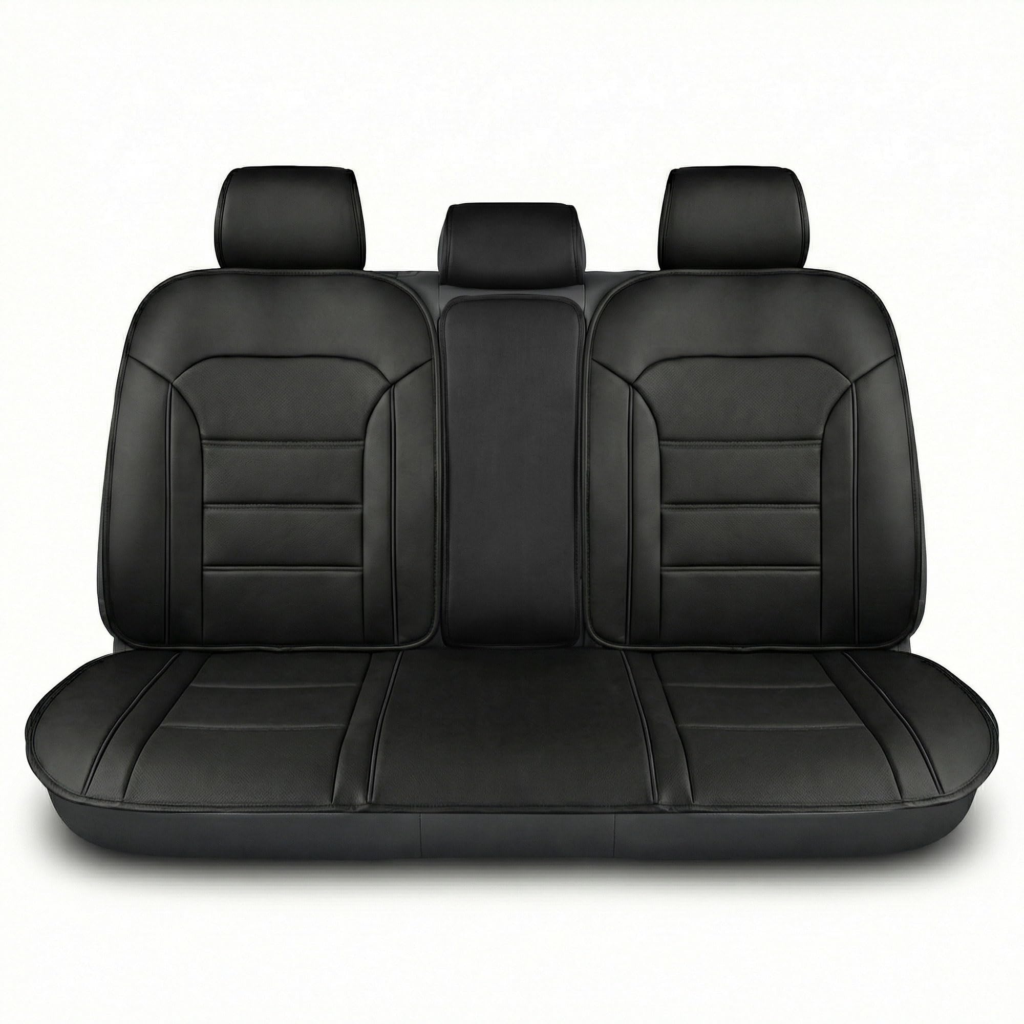 FH Group Car Seat Cover Cushion - Rear Seat Covers for Cars Trucks SUV, Faux Leather Car Seat Cushions, Waterproof Car Seat Cover Cushion, Universal Fit Car Seat protector Rear Set Black