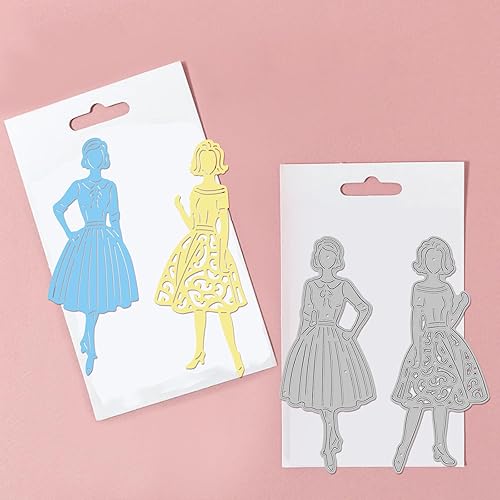 Miniatura 3 de GLOBLELAND Dress Lady Metal Die Cuts Dress Lady Cut Dies Metal Stencils Lady Metal Cutting Dies For Card Making Embossing Tool Stencil Scrapbooking