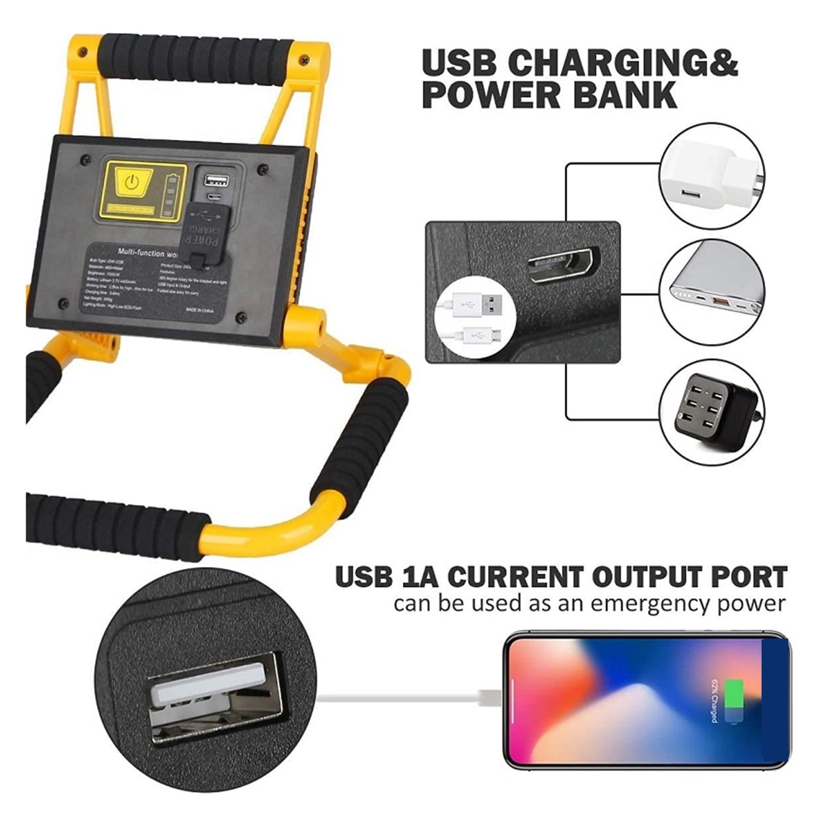 Faretto Da Lavoro A LED Super Luminoso Da 380 W Faretto Pieghevole Ad Alto Lume Faretto Da Campeggio Portatile Lampada Da Lavoro Lampada Da Lavoro Lampada Da Riparazione Automatica(Package A)