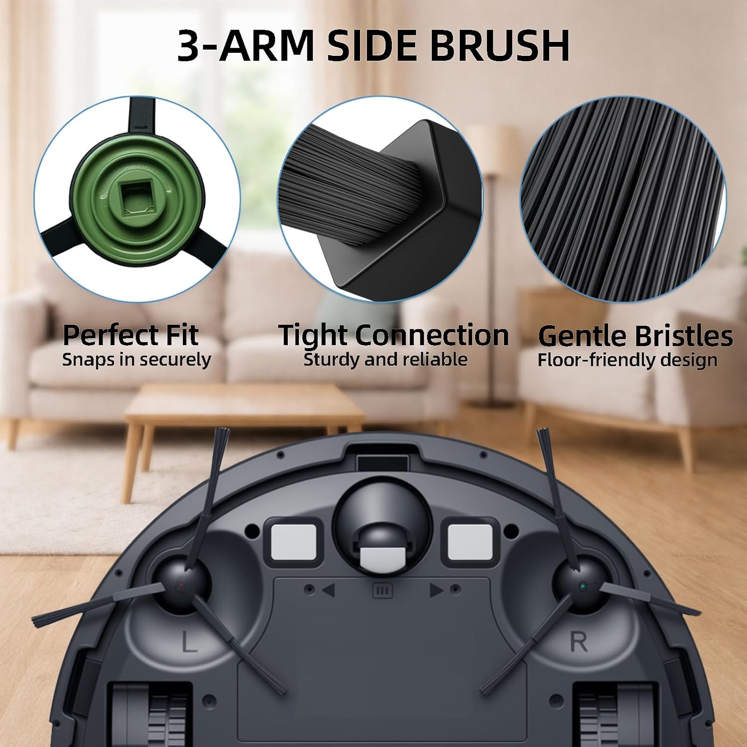 20-Piece L9000 Replacement Parts Compatible with Tikom L9000, L8000, Lubluelu SL60D, Laresar L6 Nex, Honiture Q6 SE Robot Vacuum Accessories, 2 Main Brushes, 6 Side Brushes, 6 HEPA Filters, 6 Mop Pads