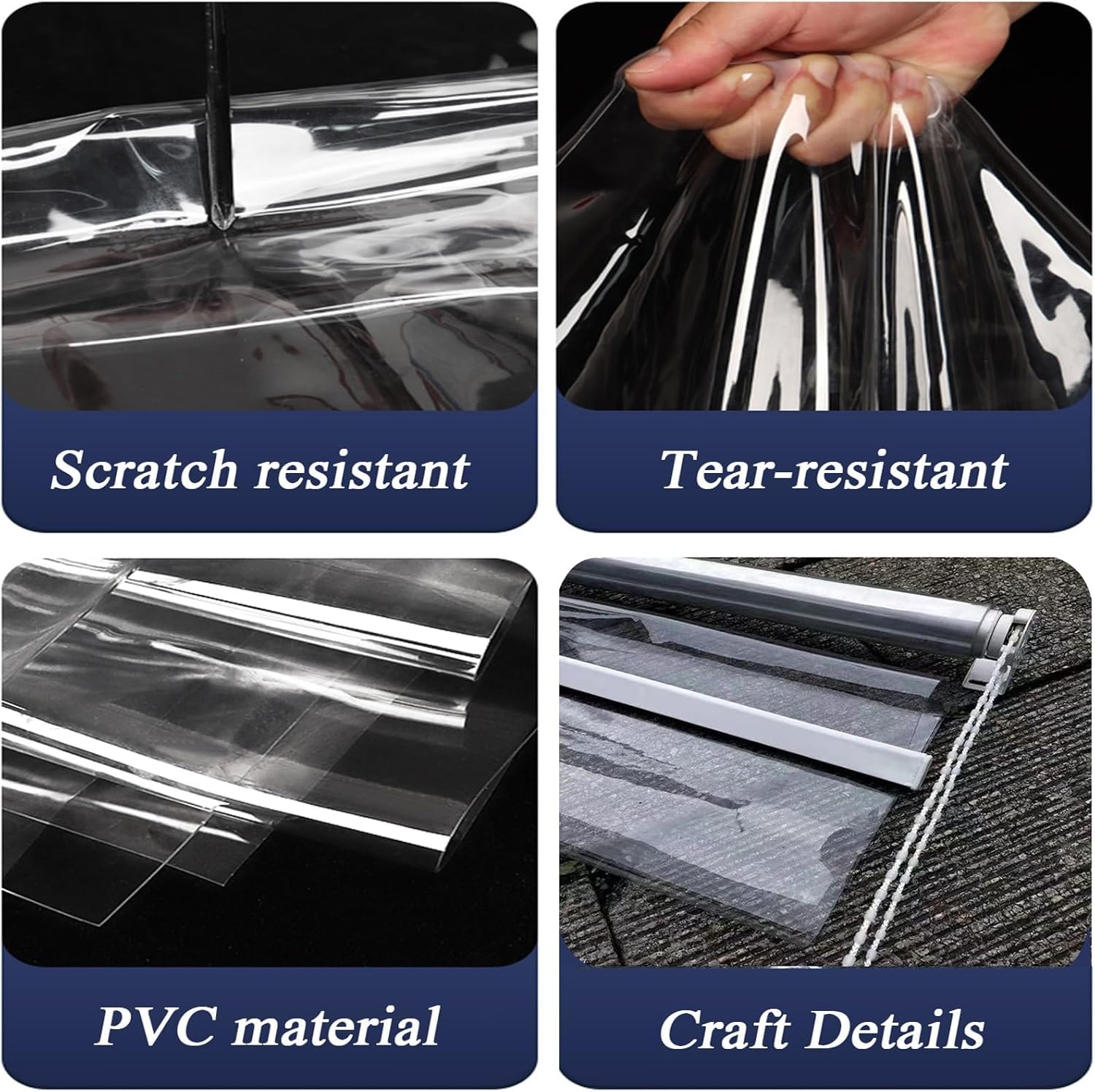 Store Enrouleur Transparent et étanche for Gazebo extérieur, écran Transparent, étanche et Anti-poussière(1.8 * 2.0m)