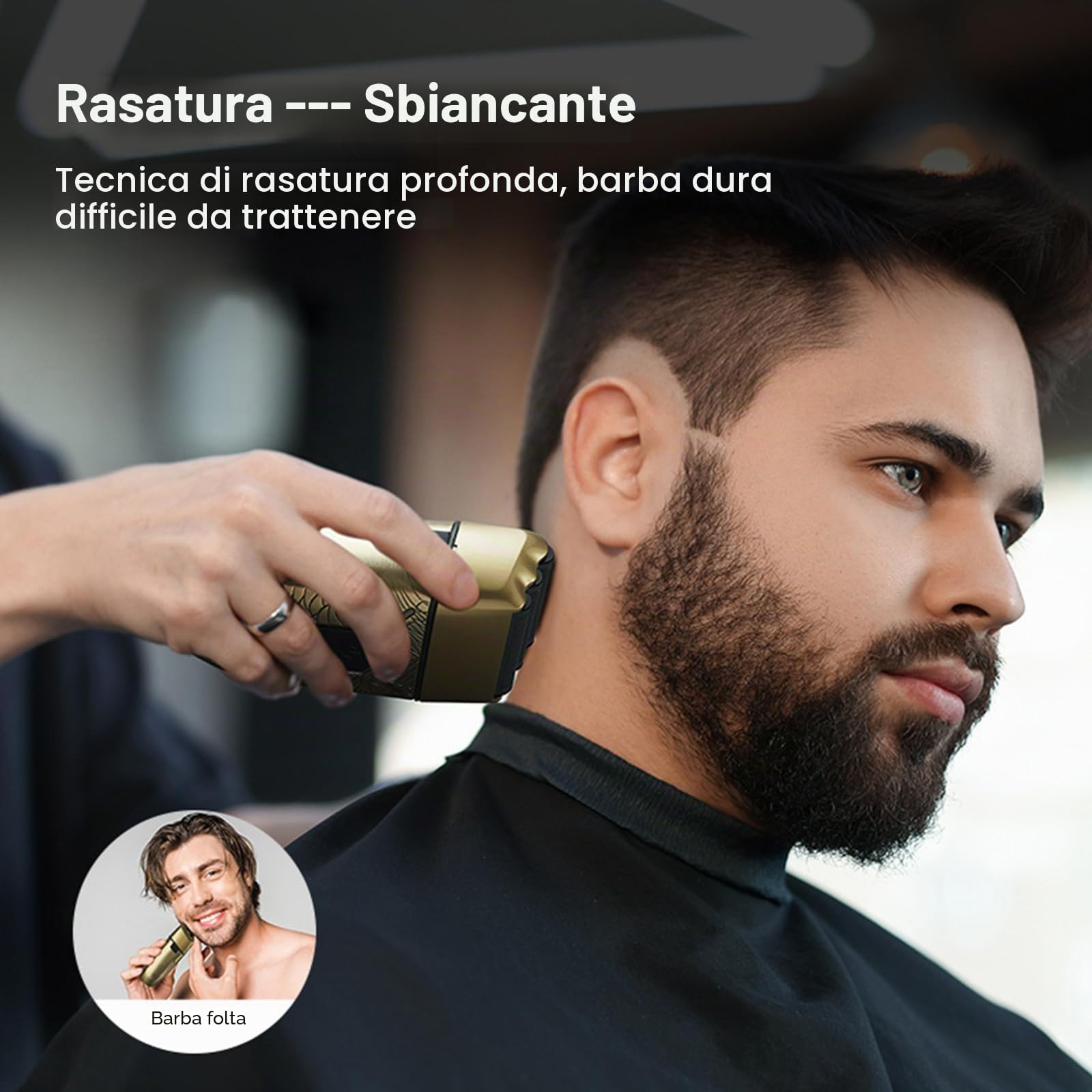 Jemora Regolabarba elettrico uomo con lamina barba a 3 testine Rasoio per testa calva Lavabile per tutto il corpo Uso asciutto e bagnato Ricaricabile con display digitale