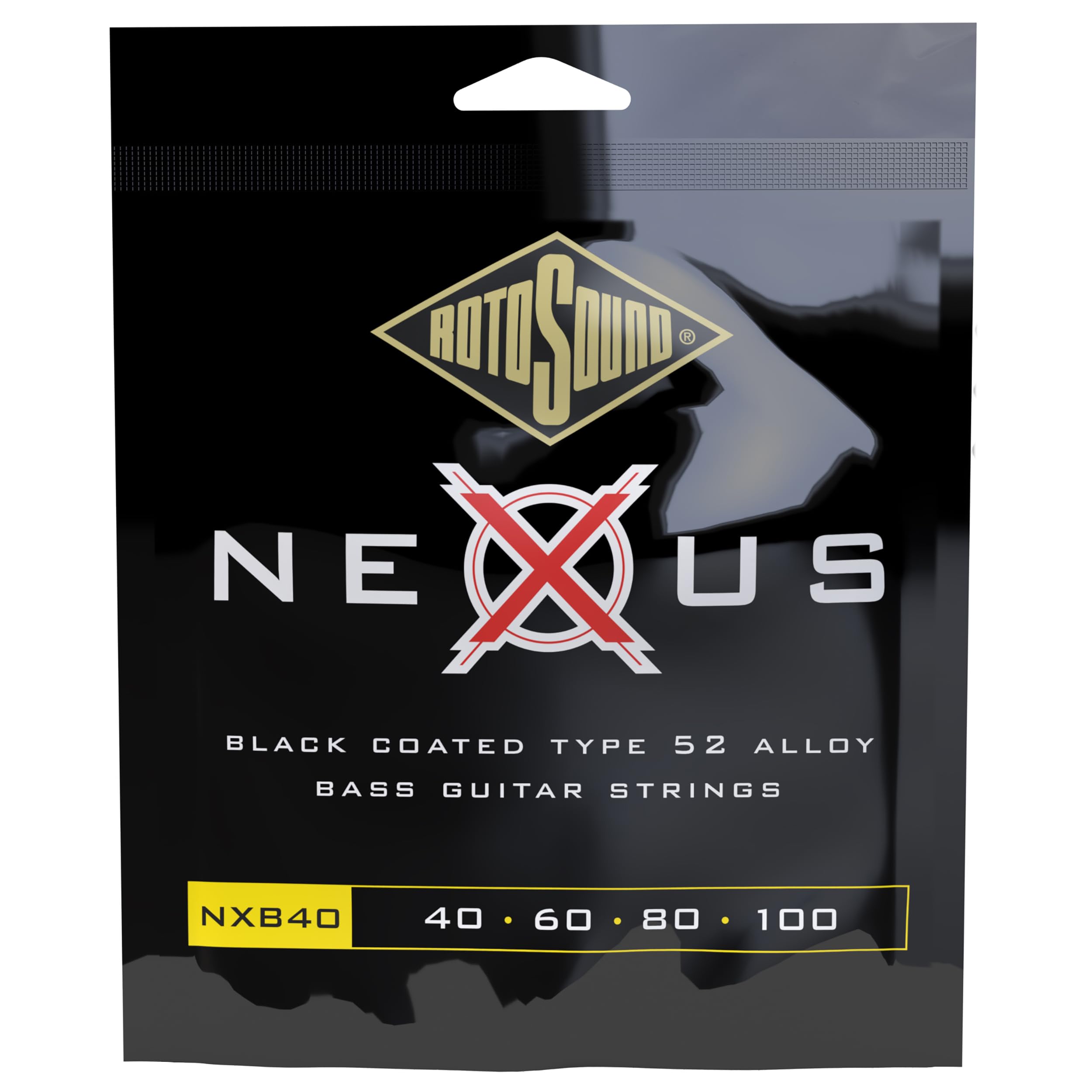 Rotosound NXB40 Black Coated Type 52 Medium Gauge Roundwound Bass Strings (40 60 80 100)