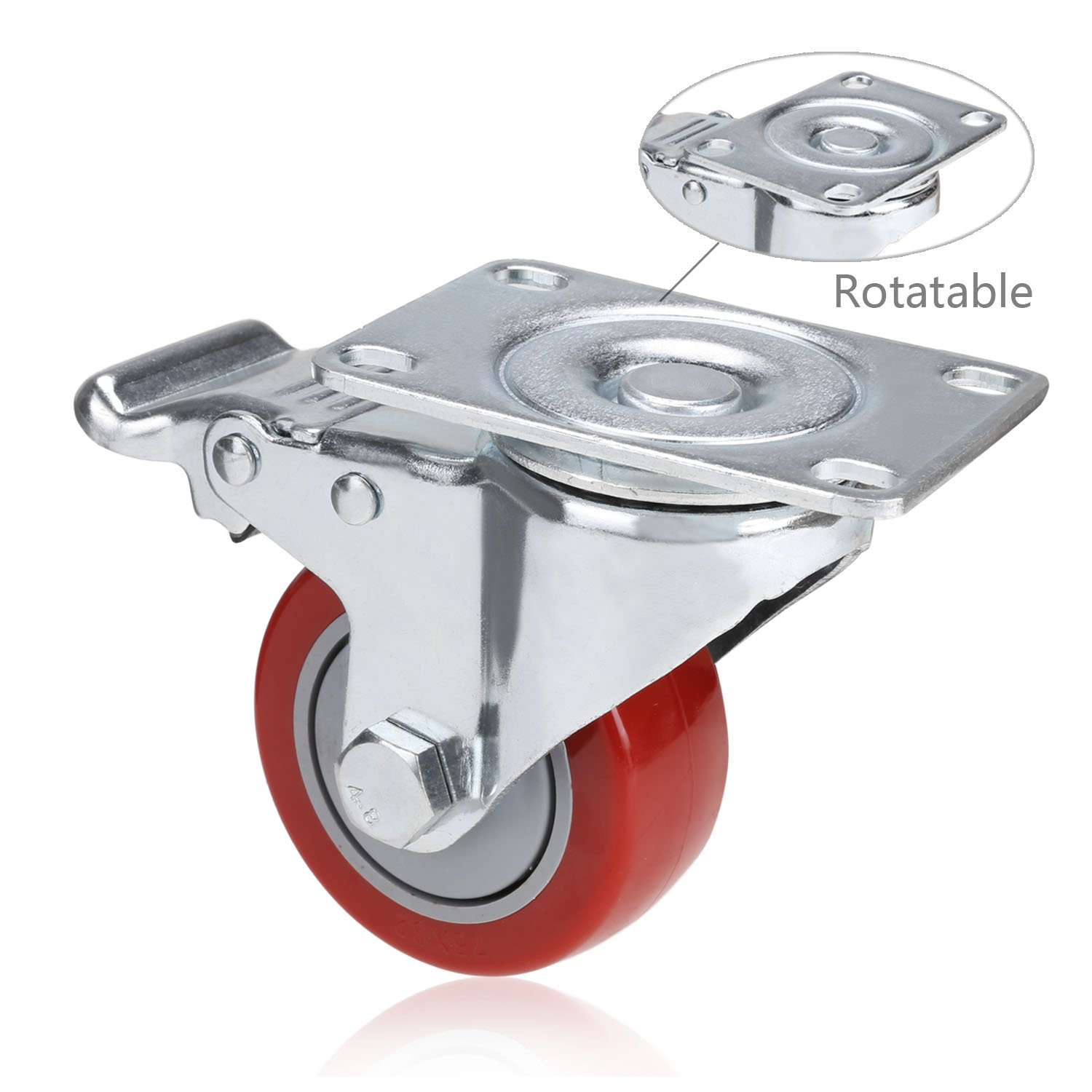 BATHWA Rotelle, PVC, Rosso, 75mm