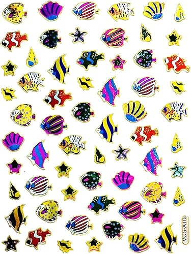 Miniatura 3 de Paquete de calcomanías con purpurina, 10 hojas de calcomanías de dibujos animados de animales de conchas tropicales, etiquetas para niños y