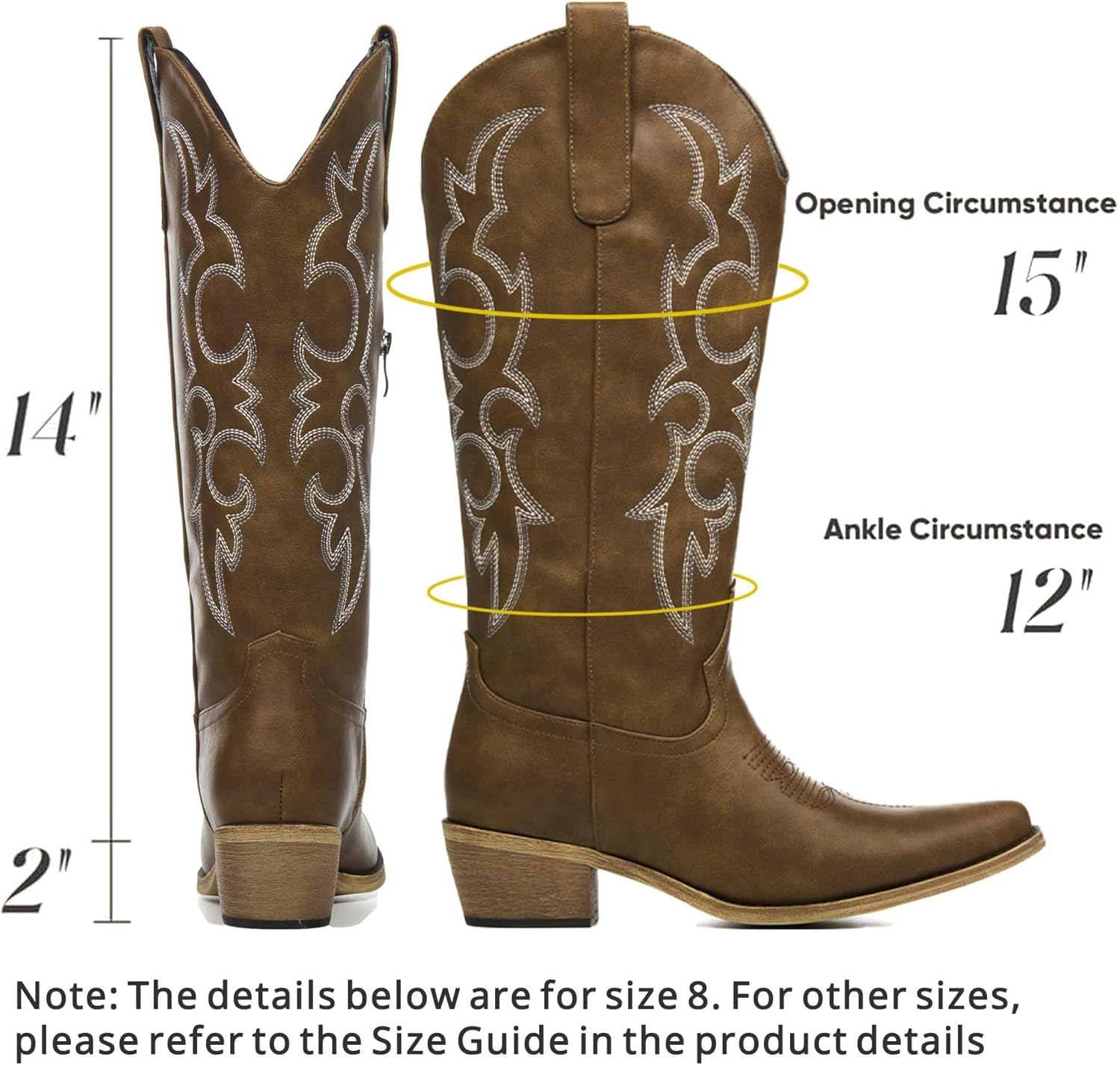 Cowboy Boots for Women, Cowgirl Boots with Embroidered and Chunky Heel,Ideal for Daily Wear and Country Fashion - Image 5