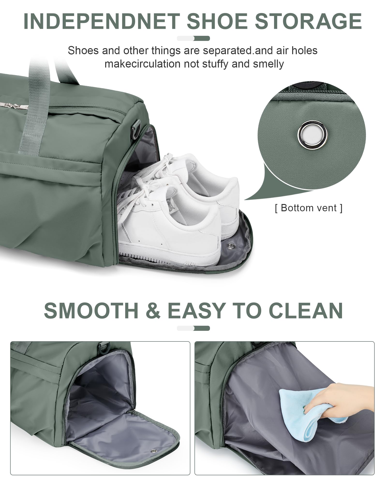 Borsa sportiva per uomo e donna con scomparto per scarpe, borsa sportiva impermeabile, borsa da viaggio per weekend, notte con porta carrello, ideale per yoga