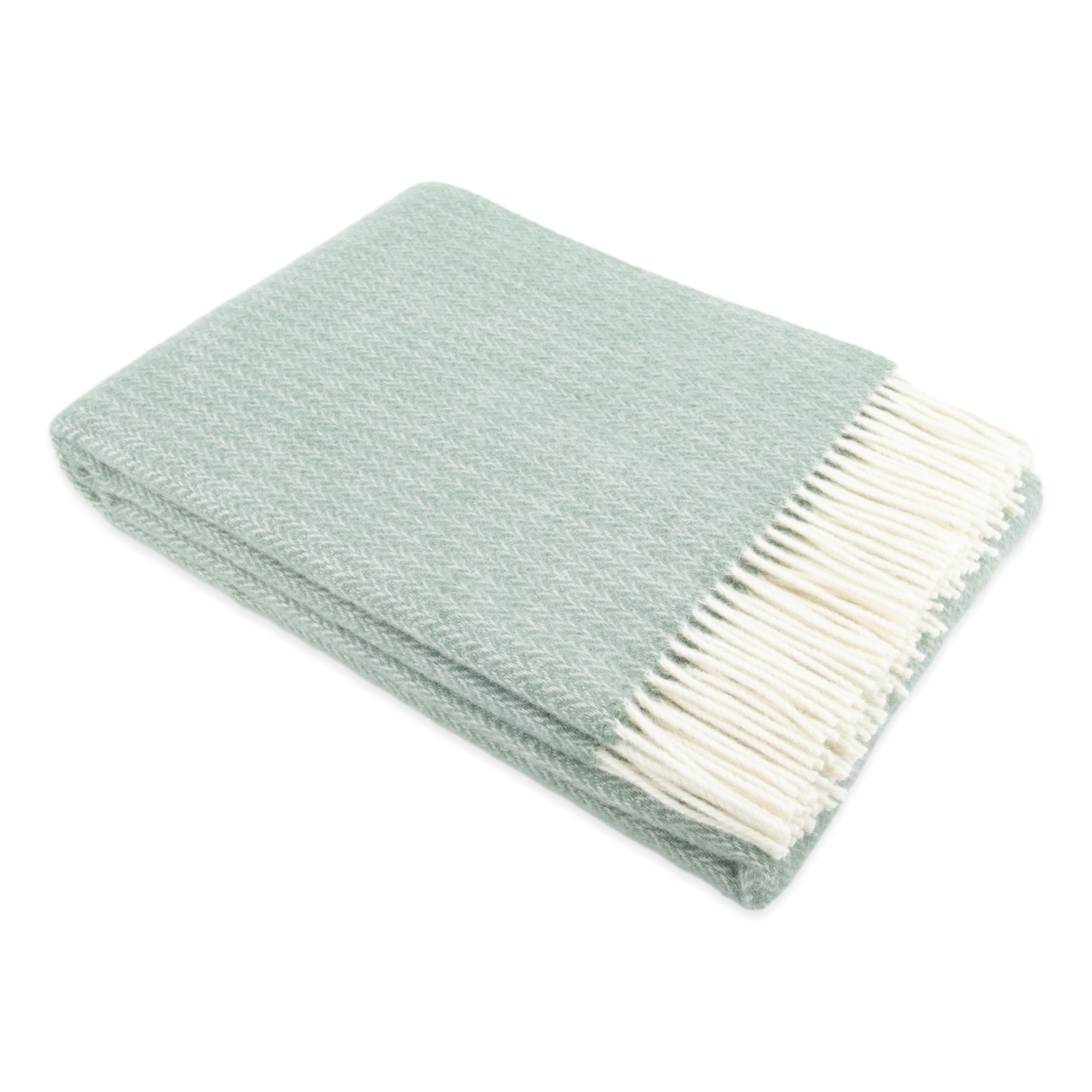 Simply Sheepskin Wool Blanket - Cable Pattern Green Wool Blanket - Jacquard woven - New Zealand Wool Throw 140x200 cm