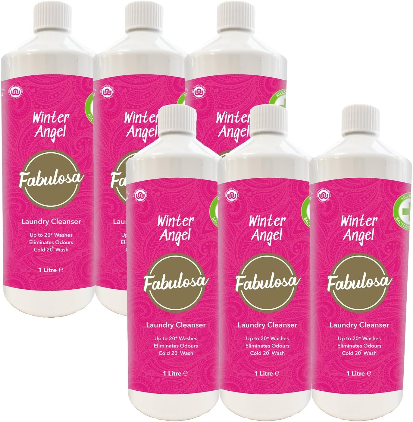 Antibacterial Freshening Laundry Cleanser Washing Disinfectant Liquid, Winter Angel, 1L, Pack of 6
