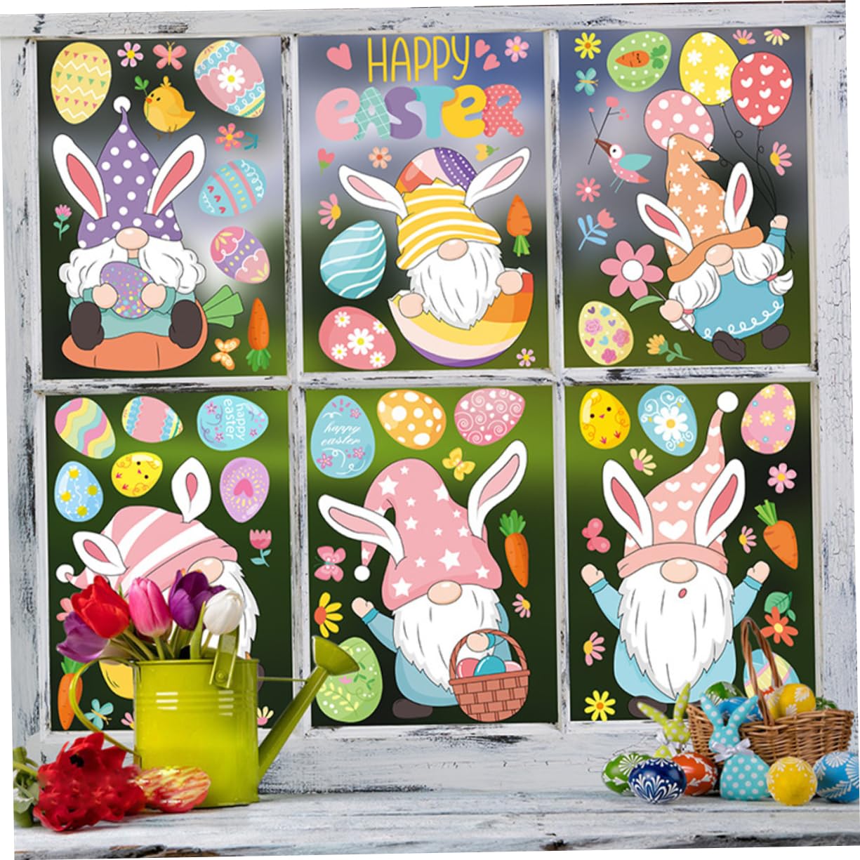 MAGICLULU 5 Sätze Wandtattoo Ostern Ei Zwerge Häschen Fensterfolie Cartoon-kaninchen Haften Festival-fensteraufkleber Film Füllstoffe Fenster Kaninchen Aufkleber Glasaufkleber Zu Ostern Pvc