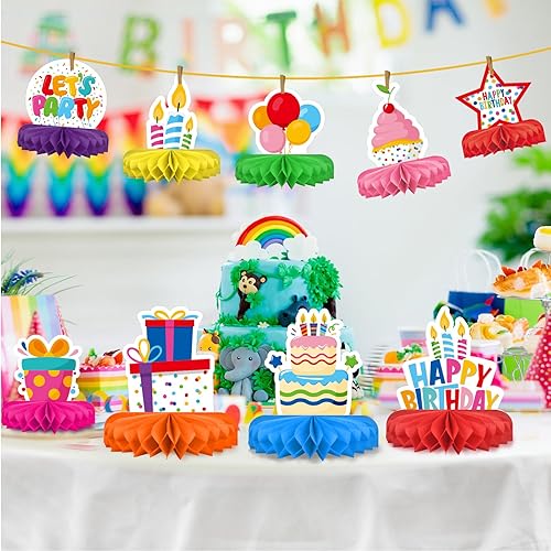 Miniatura 17 de Centro de mesa de decoración de cumpleaños de safari, suministros de fiesta temática de animales de la selva, adornos de mesa de panal