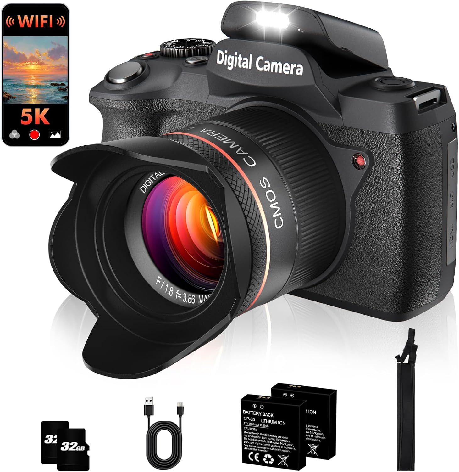 Cámara Digital Compacta ISHARE 5K 64MP con Zoom 18X miniatura 1