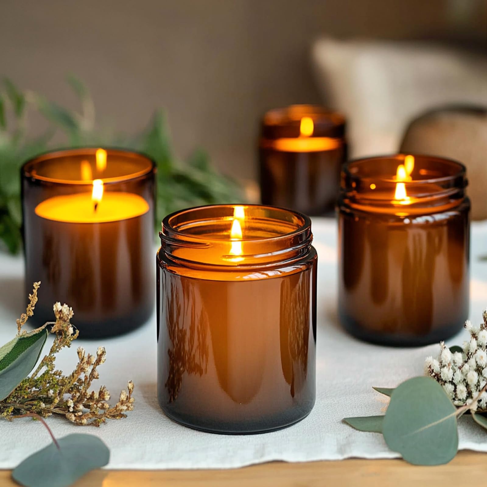KEYWING Glass Candle Jars with Metal Lids