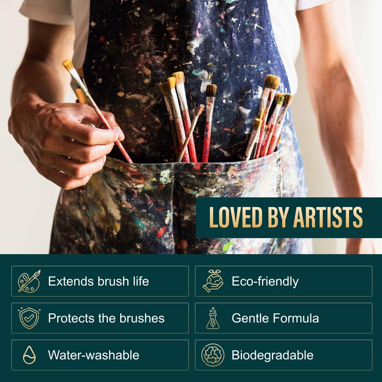 Oil Paint Brush Cleaner and Restorer-Paintbrush Cleaner for Acrylic, Oil, and Glass Paints-Biodegradable, Non-Toxic, Odorless, Eco-Friendly, Quick-Clean Formula Paint Remover (32 Fl Oz)