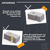 Vista 4 de ruthex Insertos roscados de 1/4 de pulgada – 20 piezas RX-1/4"-20x12.7 Insertos de latón para piezas de plástico – Tuercas moleteadas en pulgadas