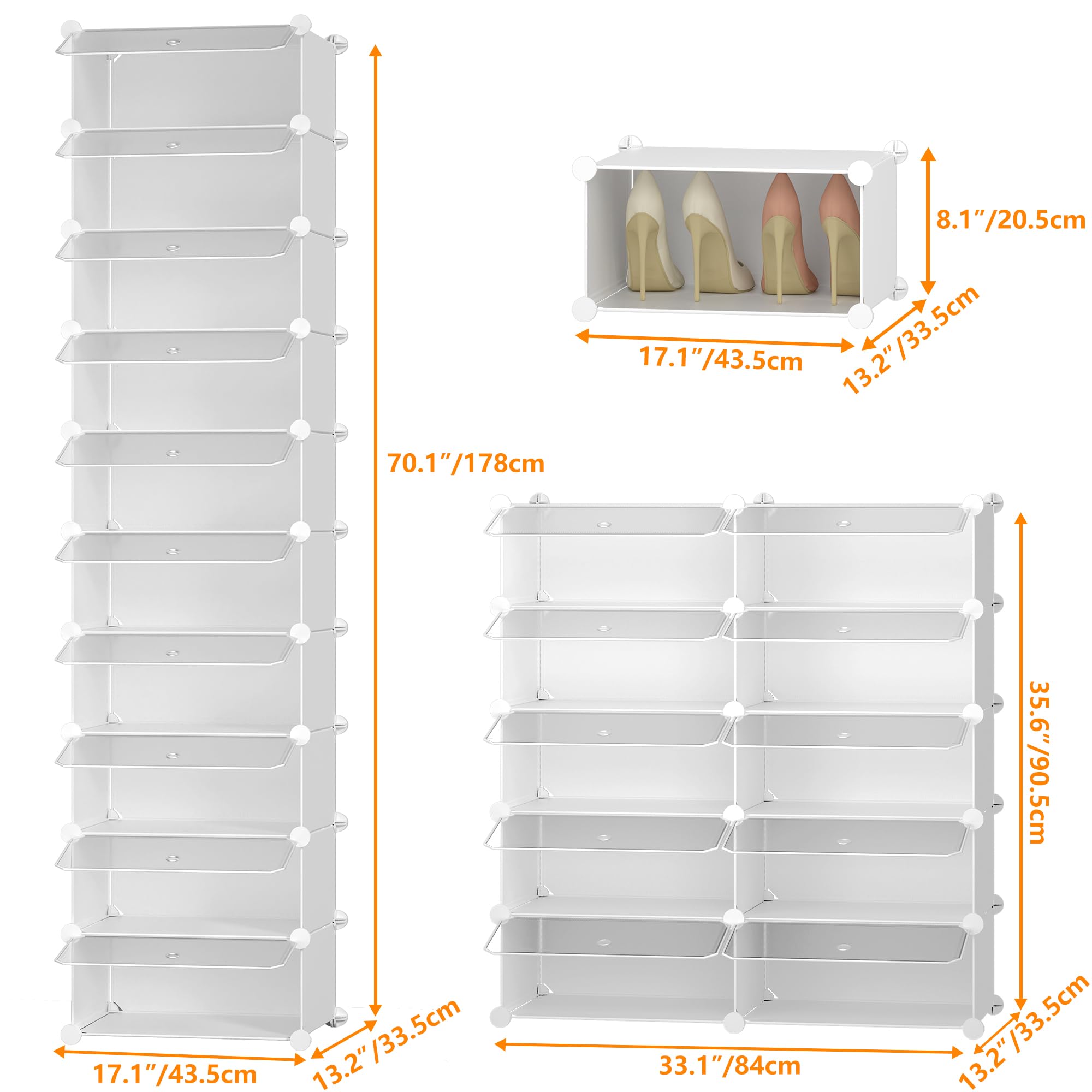 HOMIDEC Meuble Chaussure, 10 Niveaux Meuble à Chaussure, pour 20 Paires de Chaussures, Rangement Chaussure Chaussure Entree pour Entrées, Chambres et Couloirs, Transparent