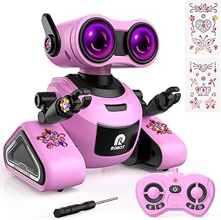 Yerloa Robot för barn Flickor, Laddningsbar fjärrkontroll Robotleksaker med klistermärke, Dans & Musik Barn Robotleksaker för 3 4 5 6 7 8 Year Old Girl Boy Gift - Amazon Deal & Rabatt
