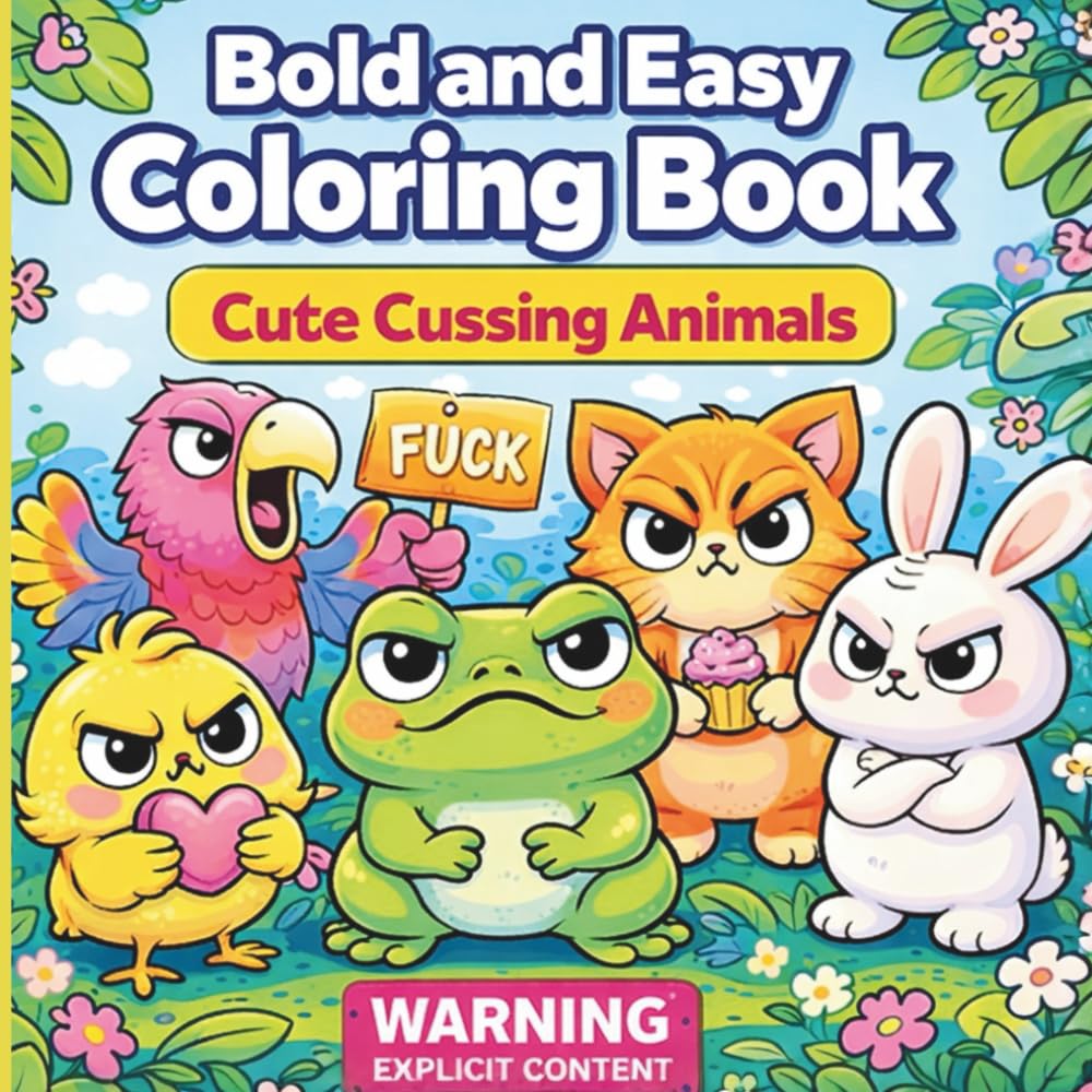 Bold and Easy Coloring Book: Funny Cussing Animals: A Bold & Simple Adult Coloring Book with Swearing Animals for Stress Relief