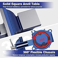 Vista 6 de Tornillo de banco de 4 pulgadas, tornillo de banco de hierro fundido dúctil con base giratoria flexible de 360, tornillo de banco de trabajo en casa