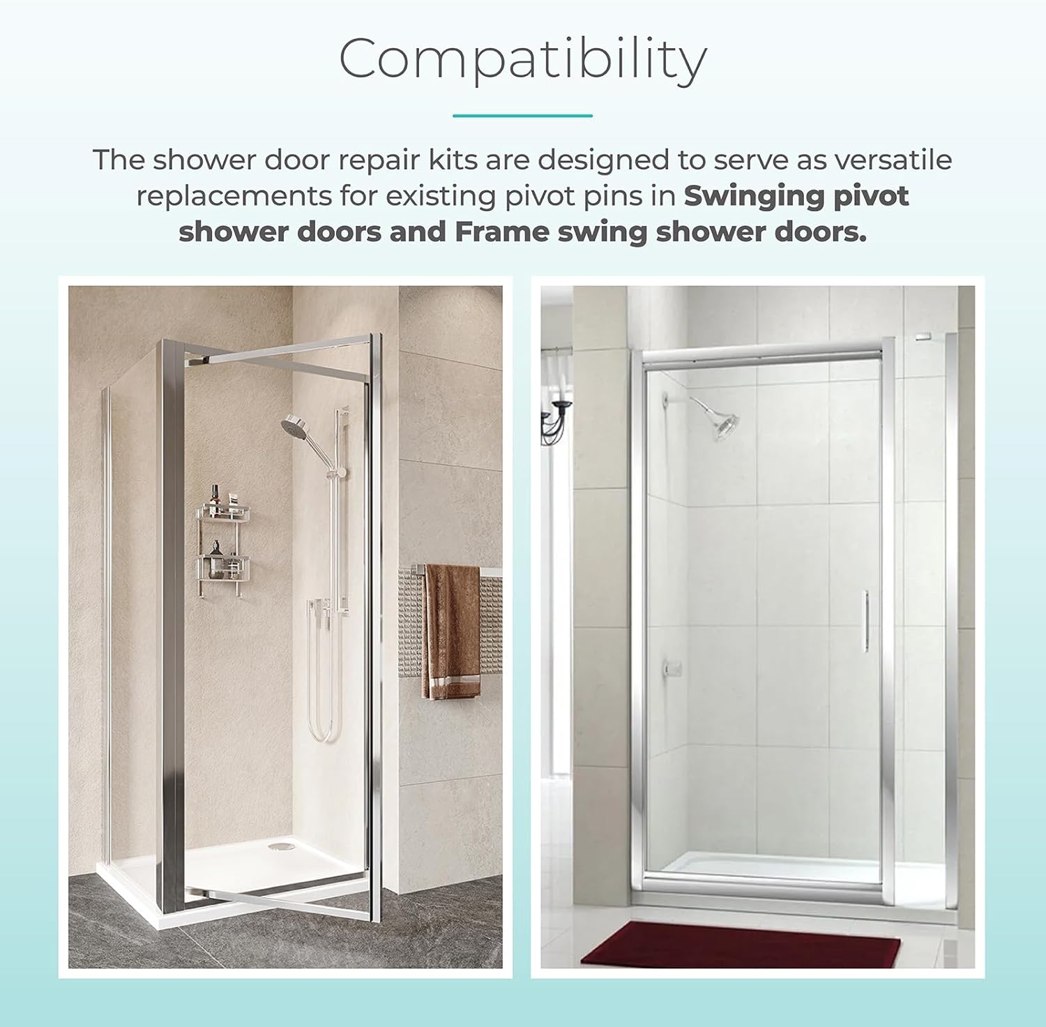 Shower Door Repair Kit with Pivot Bushing for Framed/Swing Shower Doors, Glass Door Pivot Hinge Pin Kit, Shower Door Replacement Parts