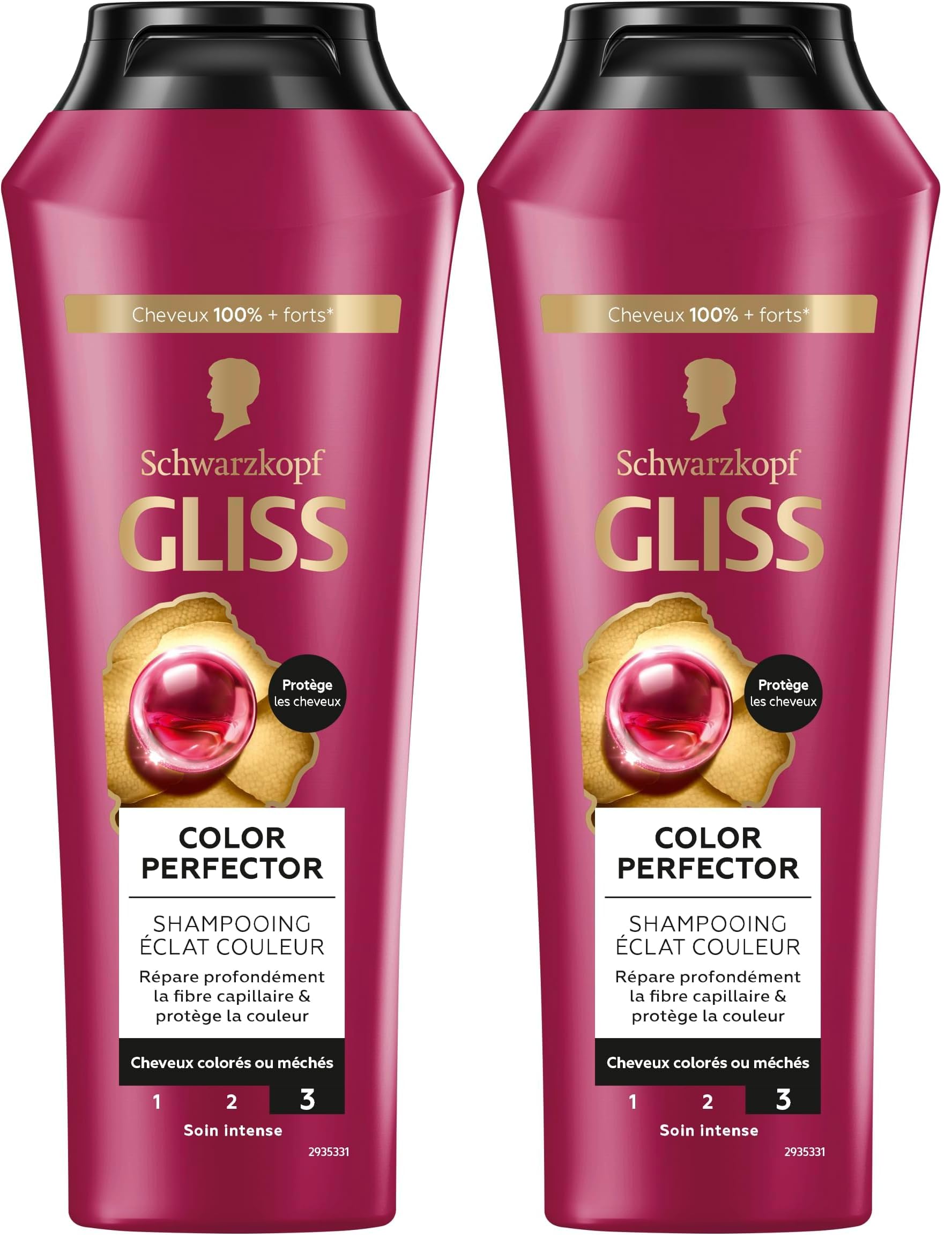 Schwarzkopf - Gliss - Color Perfector Shampoo - Protects Colour Intensity - Colored/Highlighted Hair - 89% natural ingredients - 250 ml bottle (Pack of 2)