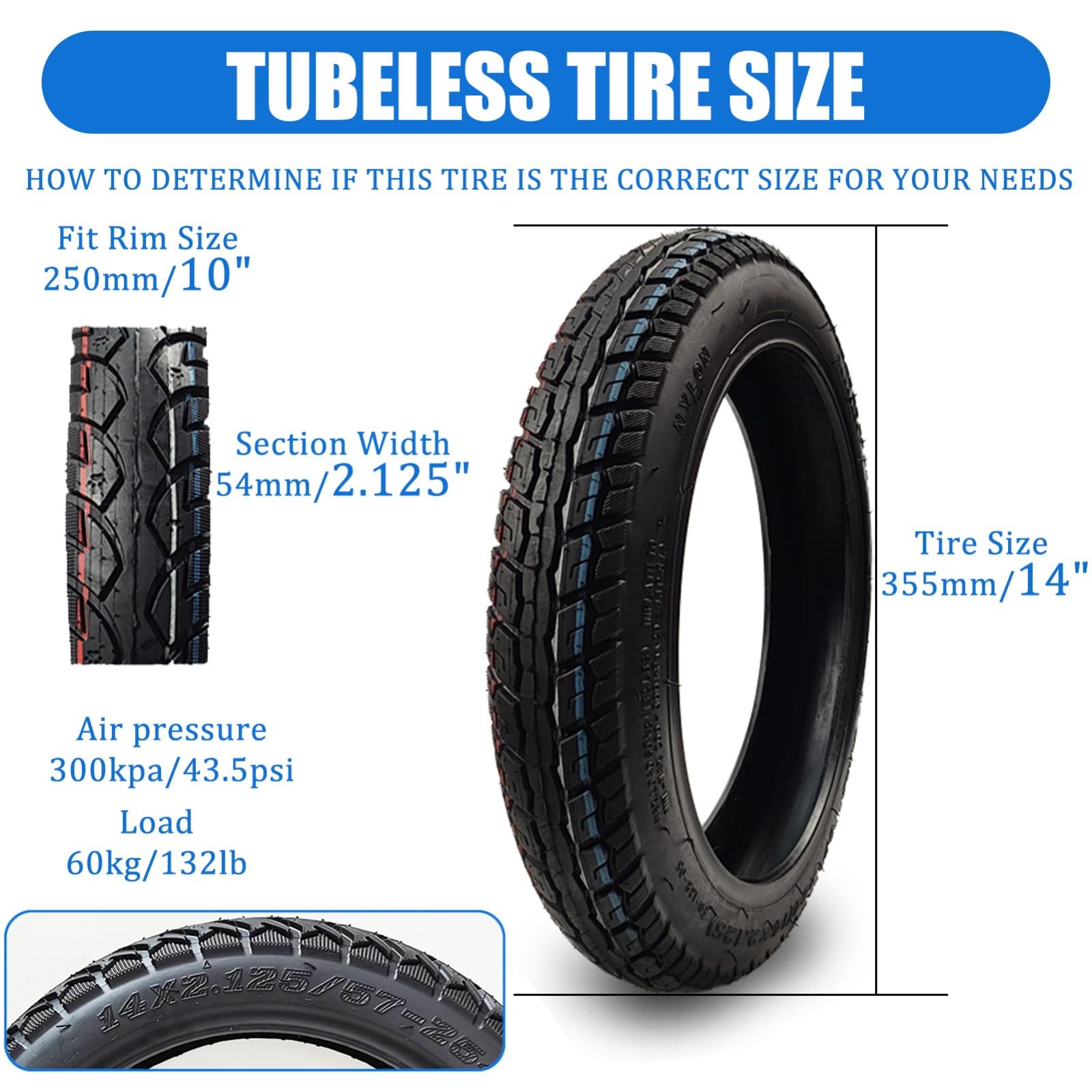 14 Inch Ebike Tire Tubeless Tires 14 X Electric