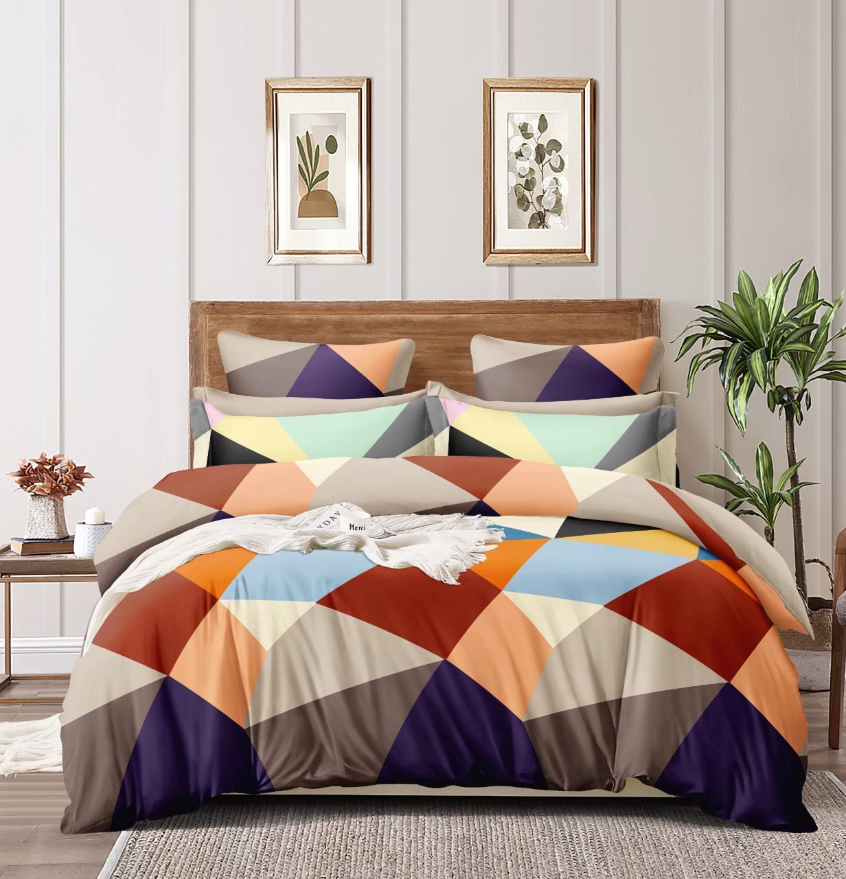 Mist Blue Duvet Cover - King Size, Reversible -7