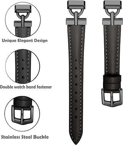Miniatura 4 de Correas de cuero compatibles con Fitbit Inspire 3, correas de reloj de repuesto en forma de D, pulsera suave para Fitbit Inspire 3 Fitness Tracker
