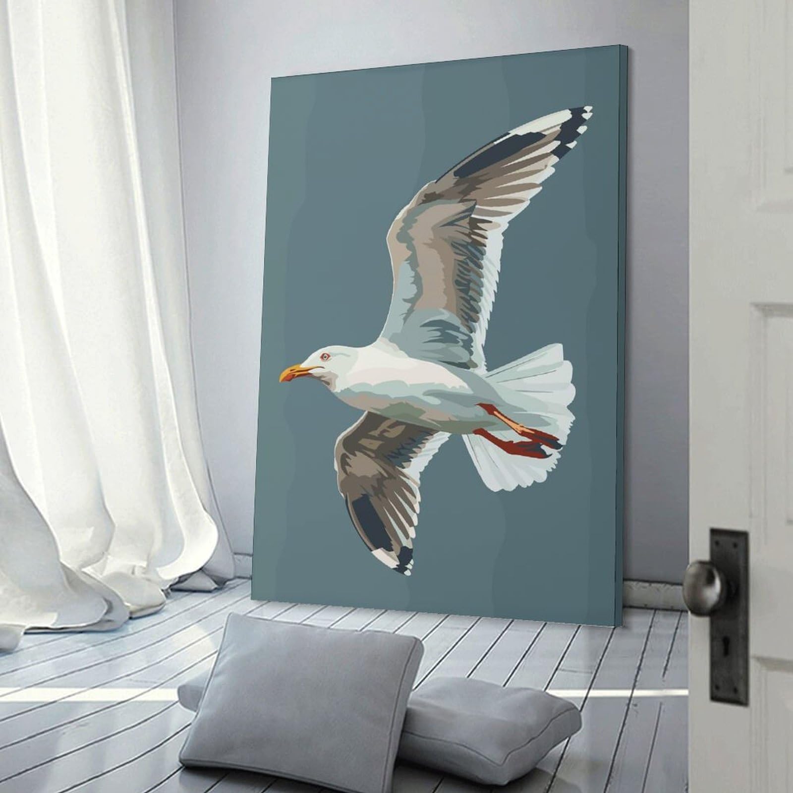 Junmoney Seagull in Flight Home Decor Wall Art, 20x30inch(50x75cm), for Apartment Walls, Studios Or Work Areas, Wall Decor with Flexible Room Appeal