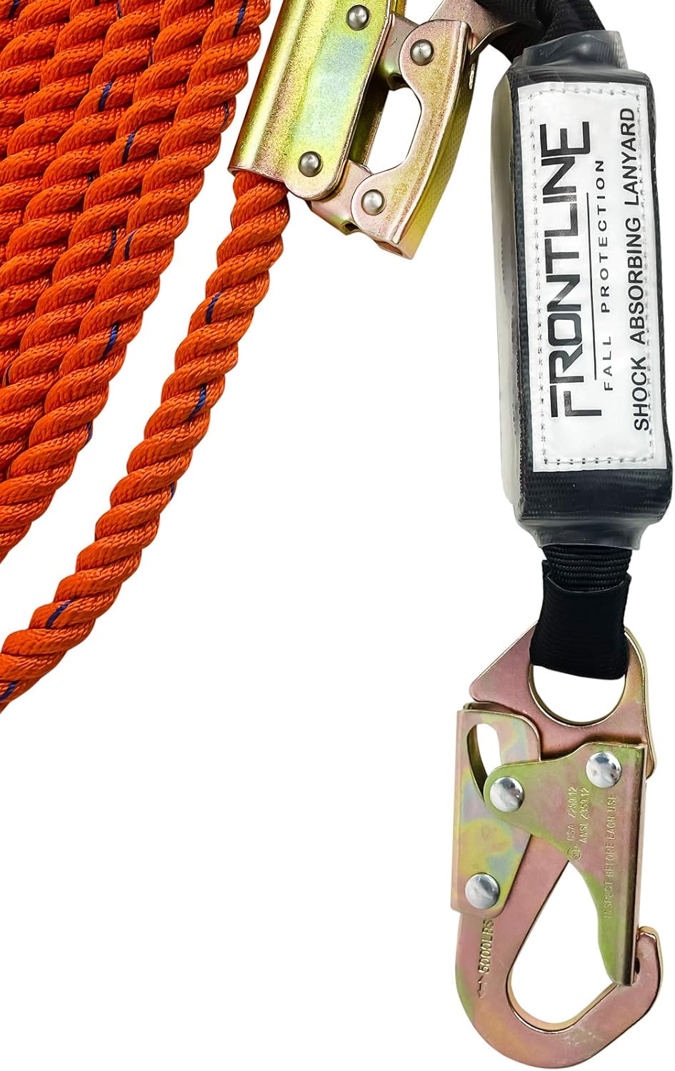 Frontline VLP50R3L Premium Vertical Lifeline with 12" SAL and Rope Grab | High Tenacity Polyester Material | Double Locking Closing Mechanism | OSHA & ANSI Compliant - - 