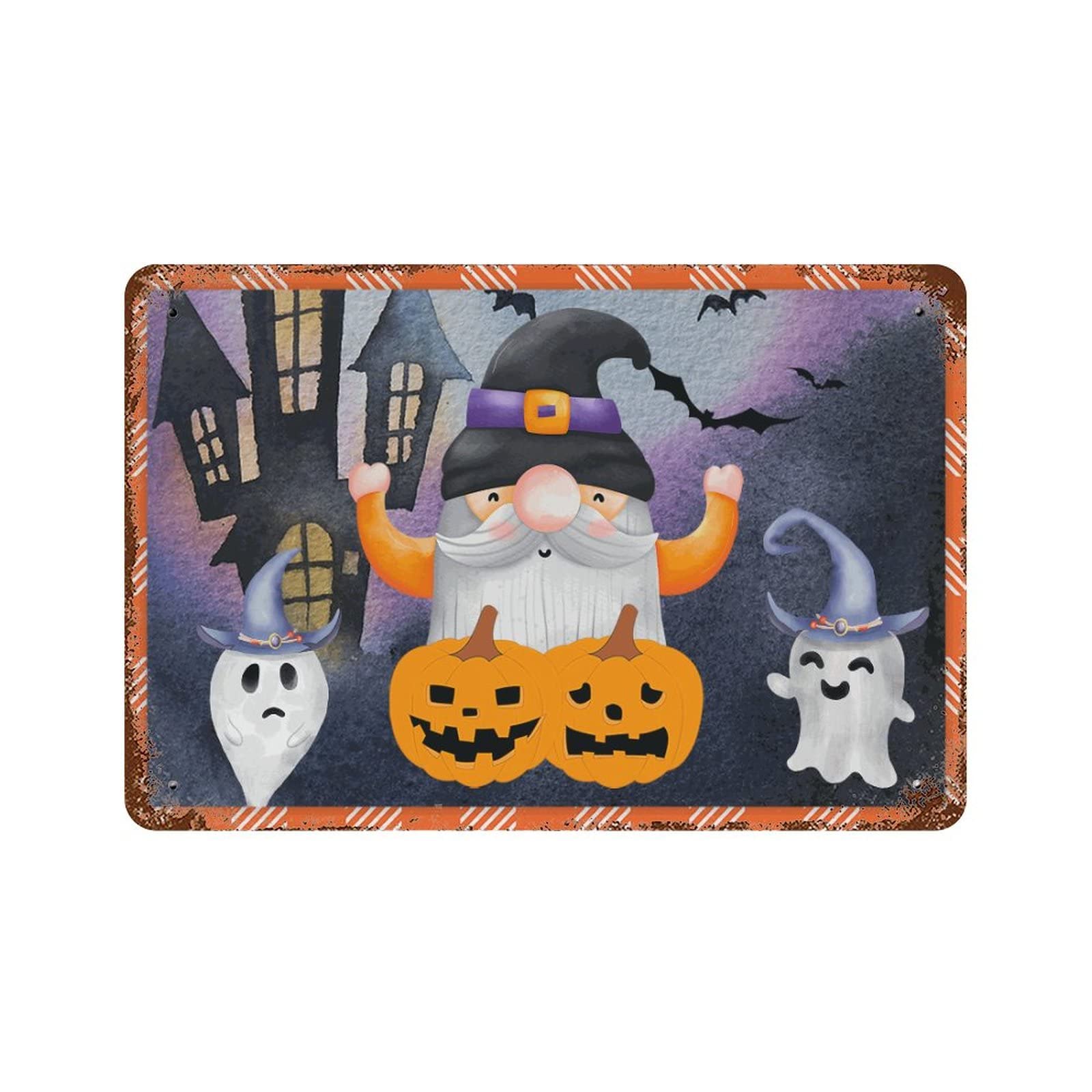 Panneau Happy Halloween pour entrée accueillante finie la décoration triste avec ce nain