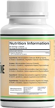 DW Glutathione Dietary Supplement S-Acetyl L-Glutathione Capsules 100 mg per Serving Antioxidant Glutathione Capsules GMO and Gluten Free (90 Capsules)