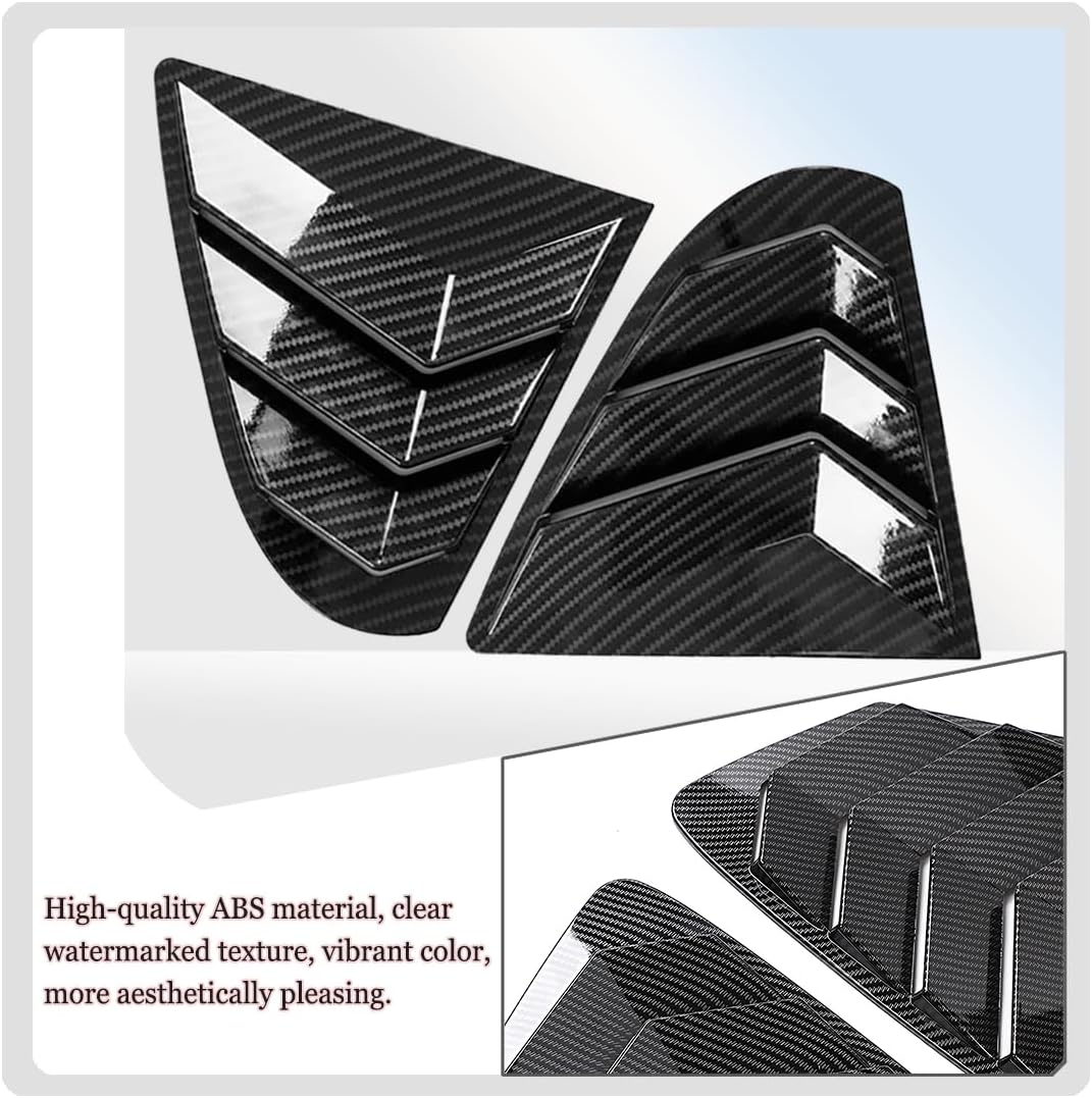 2Pcs Rear Side Window Louvers Air Vent Scoop Shades Cover for Lancer Evolution 2008 2009 2010 2011 2012 2013 2014 2015 2016 2017 - ABS Carbon Fiber（NOT FIT Mitsubishi Lancer）