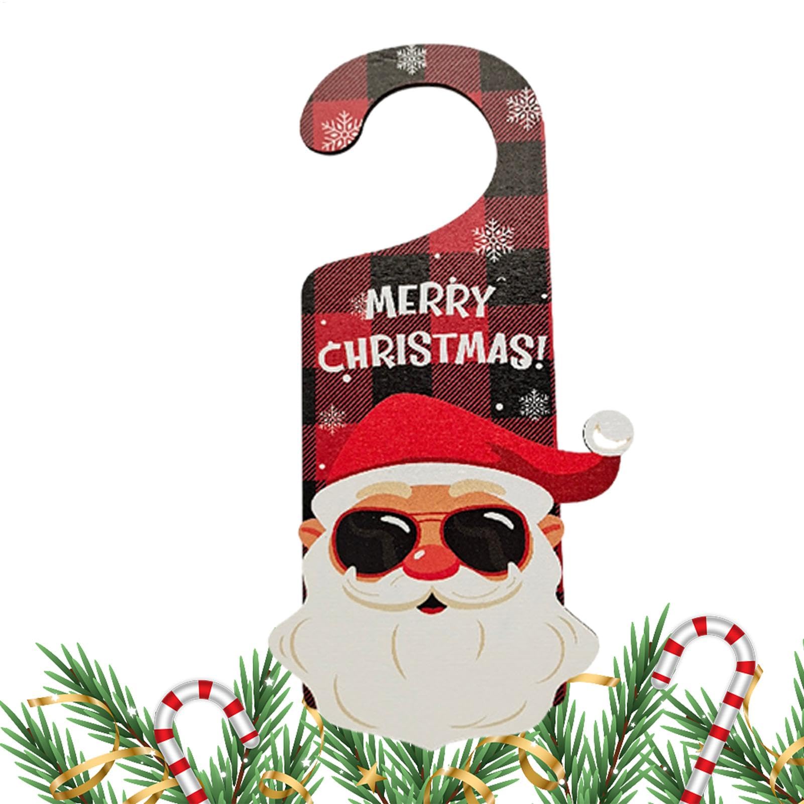 Percha para pomo de puerta de Feliz Navidad, decoraciones navideñas para pomo de puerta - Colgante de pomo de puerta Feliz Navidad,Adorno lindo de madera de los signos de la Navidad para el pomo de la