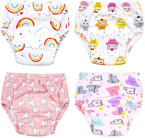Pantalones de entrenamiento para ir al baño para niñas 2T, 3T, 4T, ropa interior de entrenamiento para bebés y niñas, paquete de 4, 1 Count (Pack of