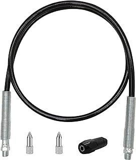 4-Piece Grease Gun Hose Kit, Grease Gun Accessories Set Includes 47in Flex Grease Hose Extension, 4-Jaw Standard Grease Couplers and 2pcs Sharp Nozzles (1/8" NPT) (60in)…