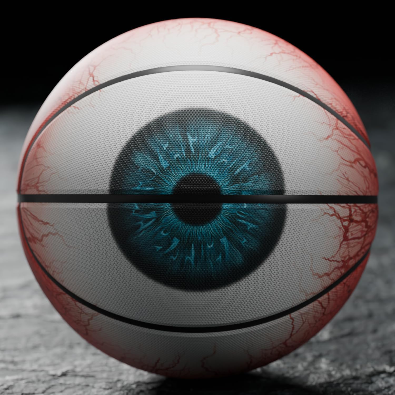 Halloween Basketball, Spooky Eyeball Design, Regulation Size, Red and White