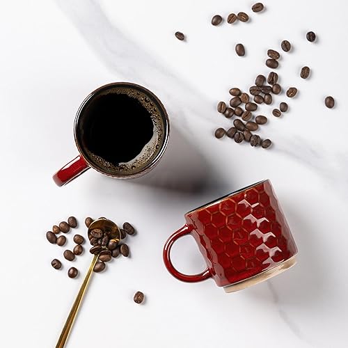 Miniatura 97 de GBHOME Tazas de café apilables de 12 onzas, tazas de café de cerámica con patrones de textura para hombre, mujer, papá, mamá, juego de 4 tazas