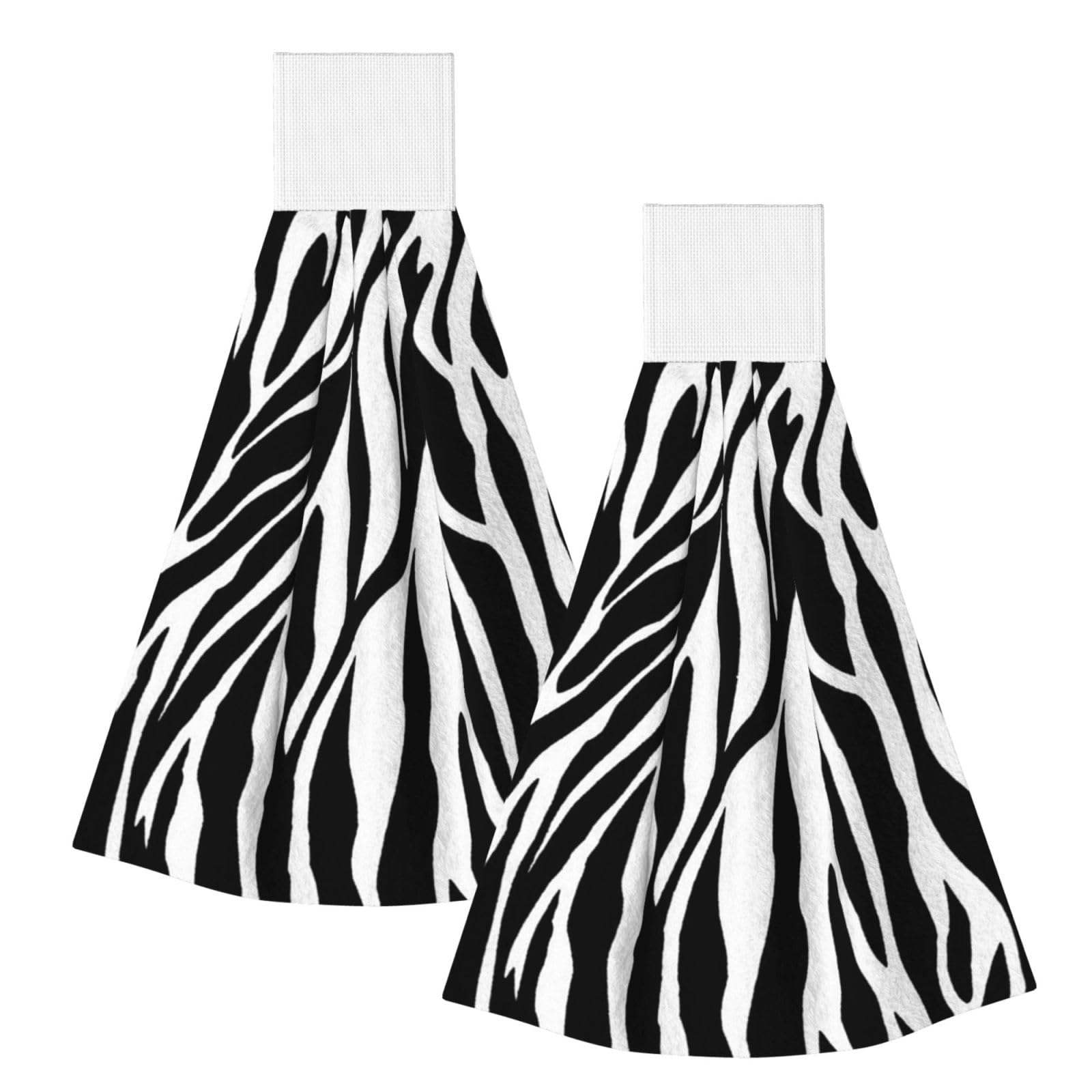 DOPKLNA Zebra Print Print, 2 Pcs Hanging Coral Fiber Hand Towels for Bathroom, Absorbent Kitchen Towels