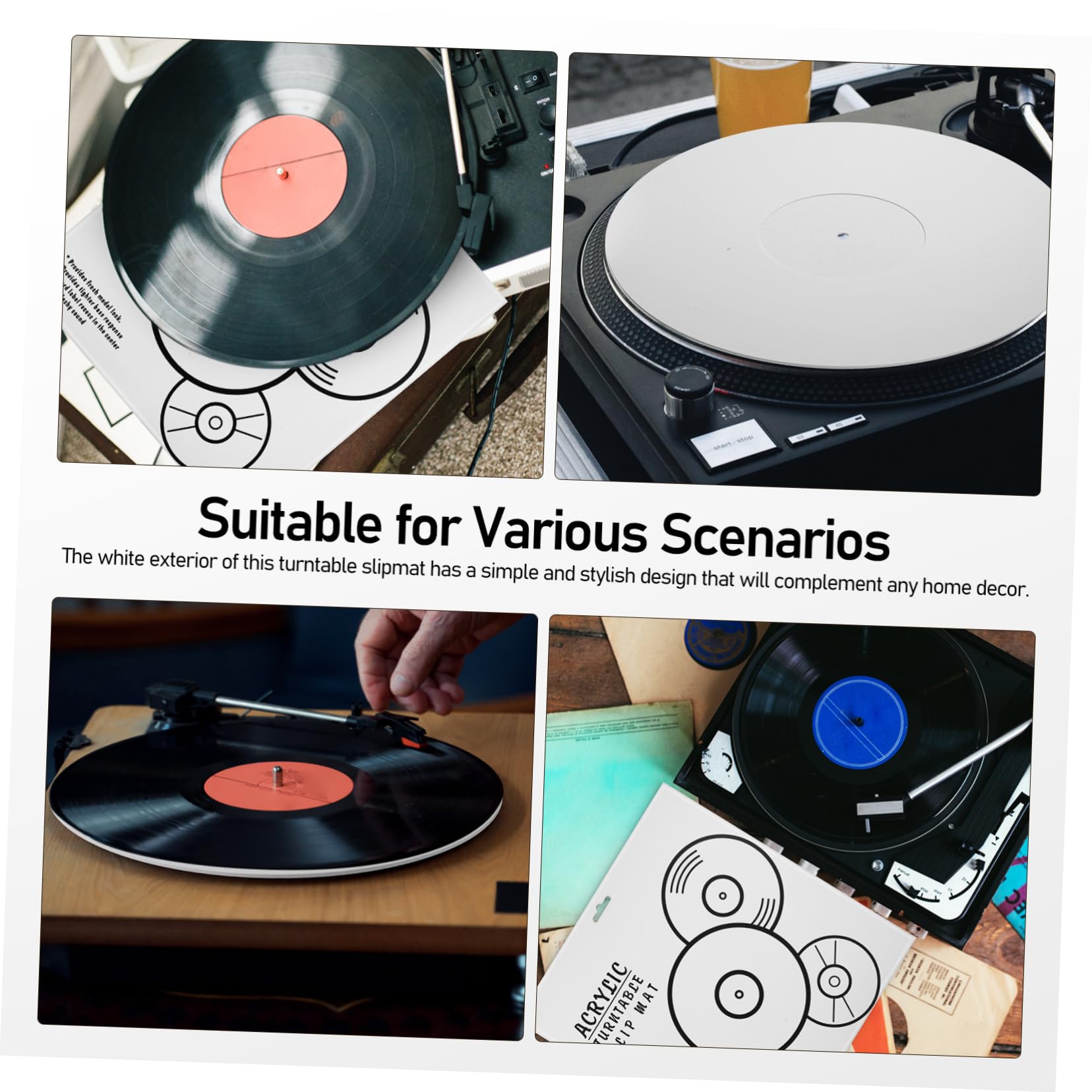 ifundom Tappetino Per Giradischi in Acrilico Da 12'' Tappetino Per Lettore Di Vinile Cuscinetto Protettivo Per Design Semplice Qualità Del Suono