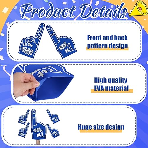 Miniatura 4 de 24 dedos de espuma gigantes y pompones, porristas de 18 pulgadas, somos el número 1, dedos de espuma de béisbol, dedos de espuma de equipo de