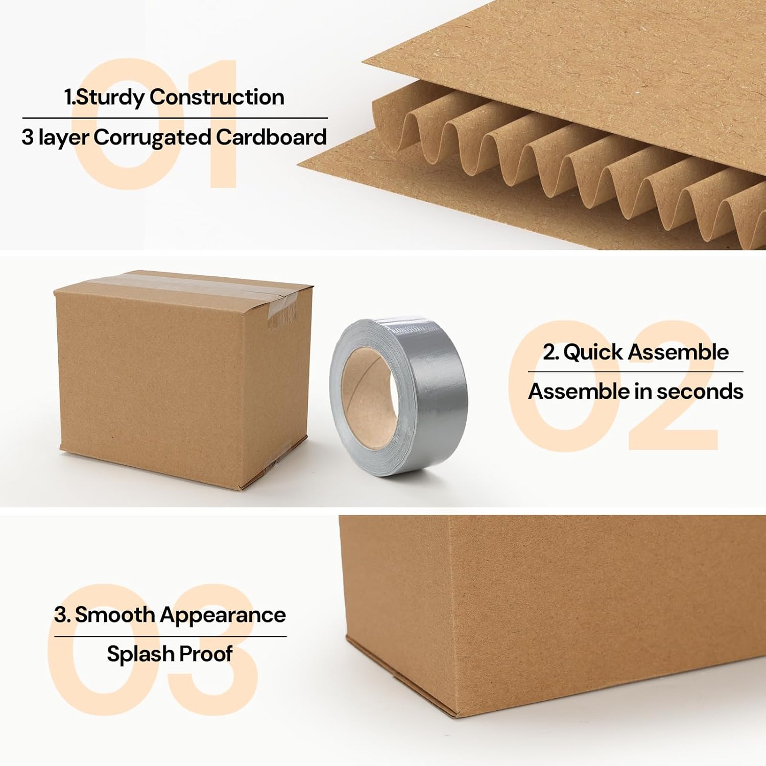 ZBEIVAN Shipping Boxes Mailers 5x4x4 inches Corrugated Cardboard Small Packing Kraft Moving Mailing Box, Pack of 40 image 4